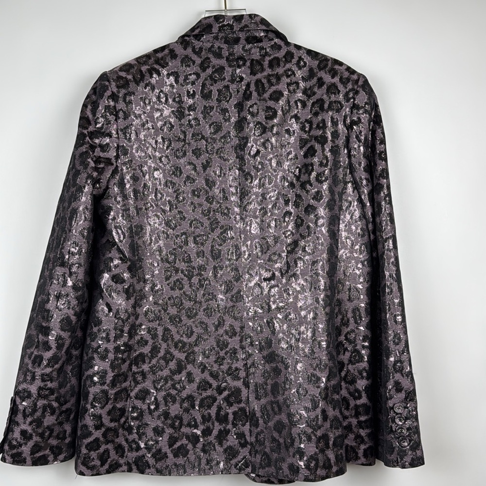 Tanya Taylor Analiese Metallic Leopard Print Blazer Size 8 - Picture 7 of 9